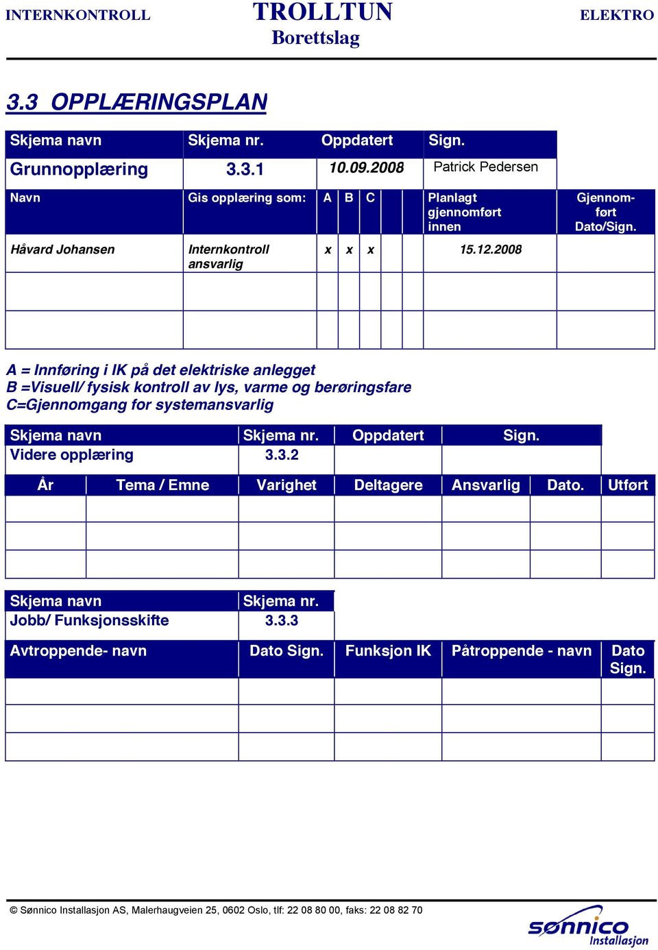 .008 Gjennomført Dato/Sign.