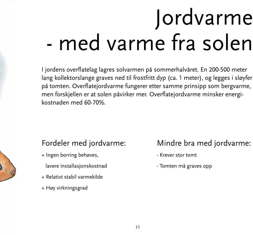 Overflatejordvarme fungerer etter samme prinsipp som bergvarme, men forskjellen er at solen påvirker mer.