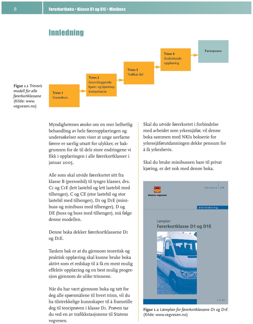 endringene vi fikk i opplæringen i alle førerkortklasser i januar 2005. Alle som skal utvide førerkortet sitt fra klasse B (personbil) til tyngre klasser, dvs.