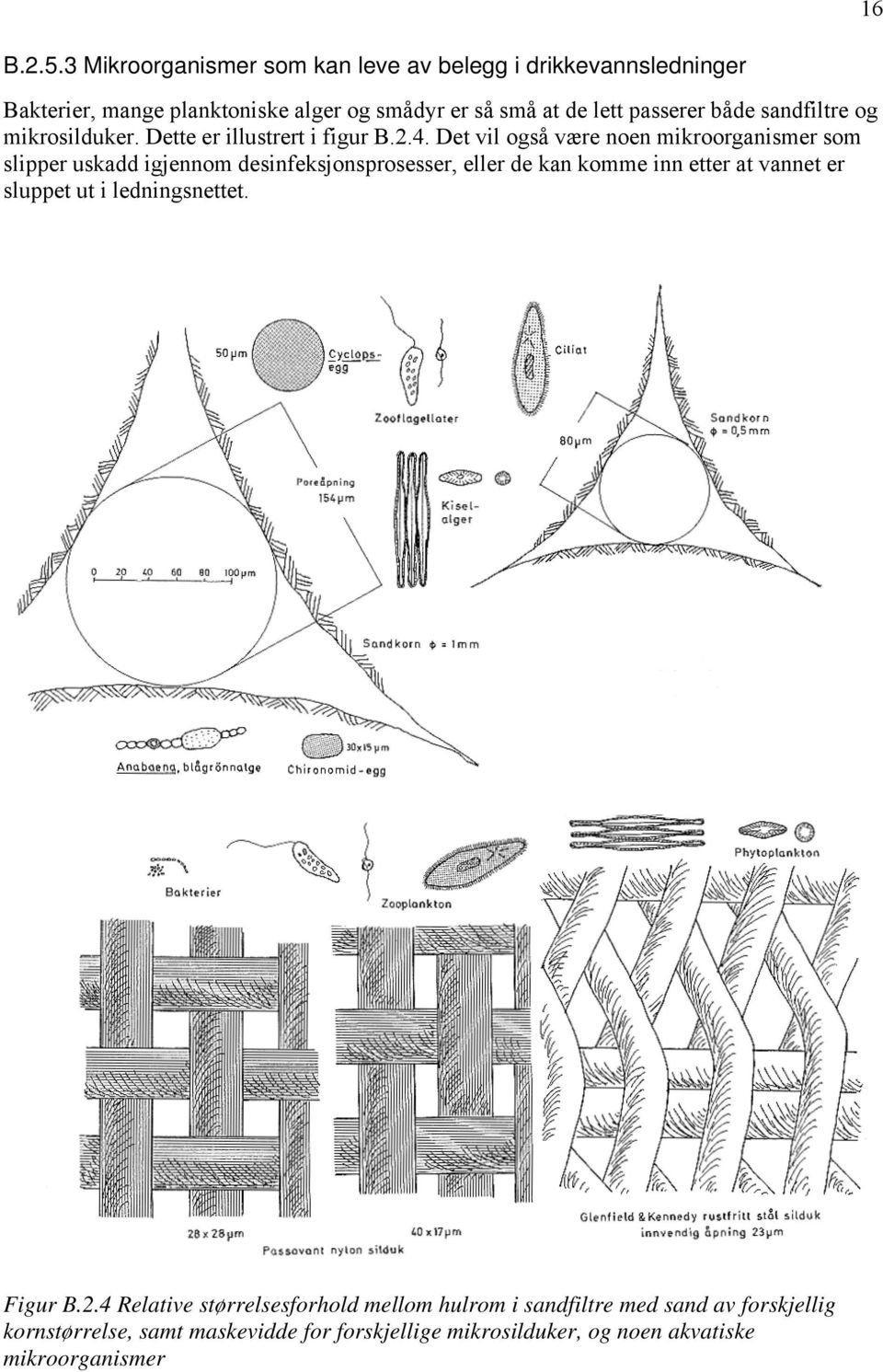 både sandfiltre og mikrosilduker. Dette er illustrert i figur B.2.4.
