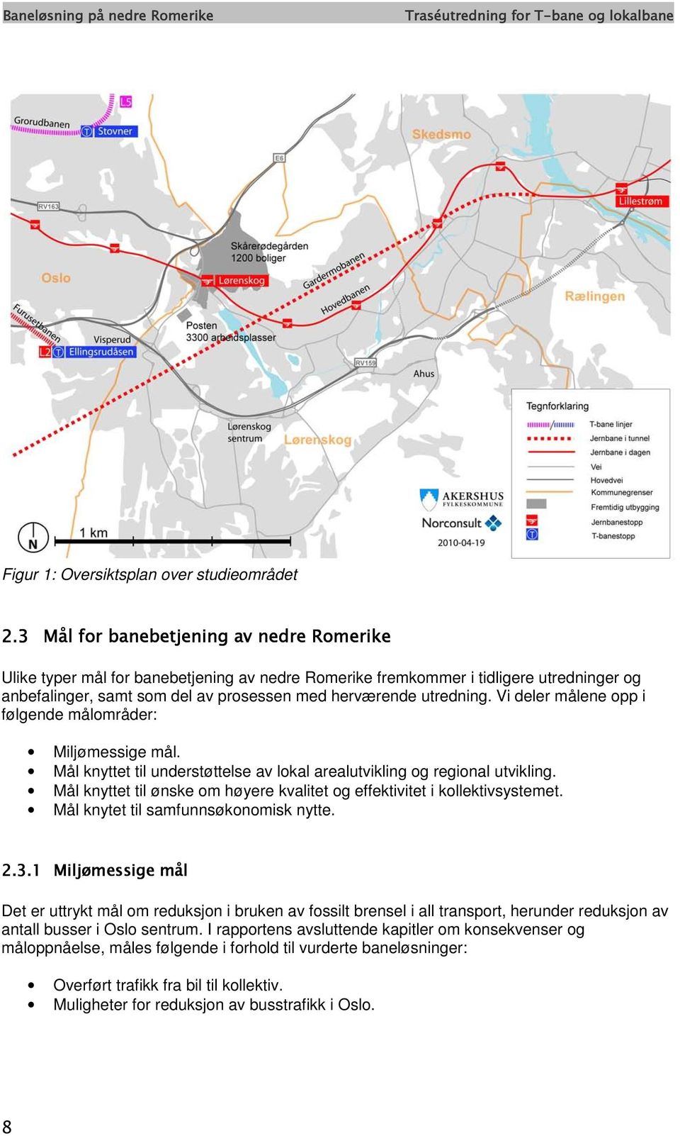 Vi deler målene opp i følgende målområder: Miljømessige mål. Mål knyttet til understøttelse av lokal arealutvikling og regional utvikling.