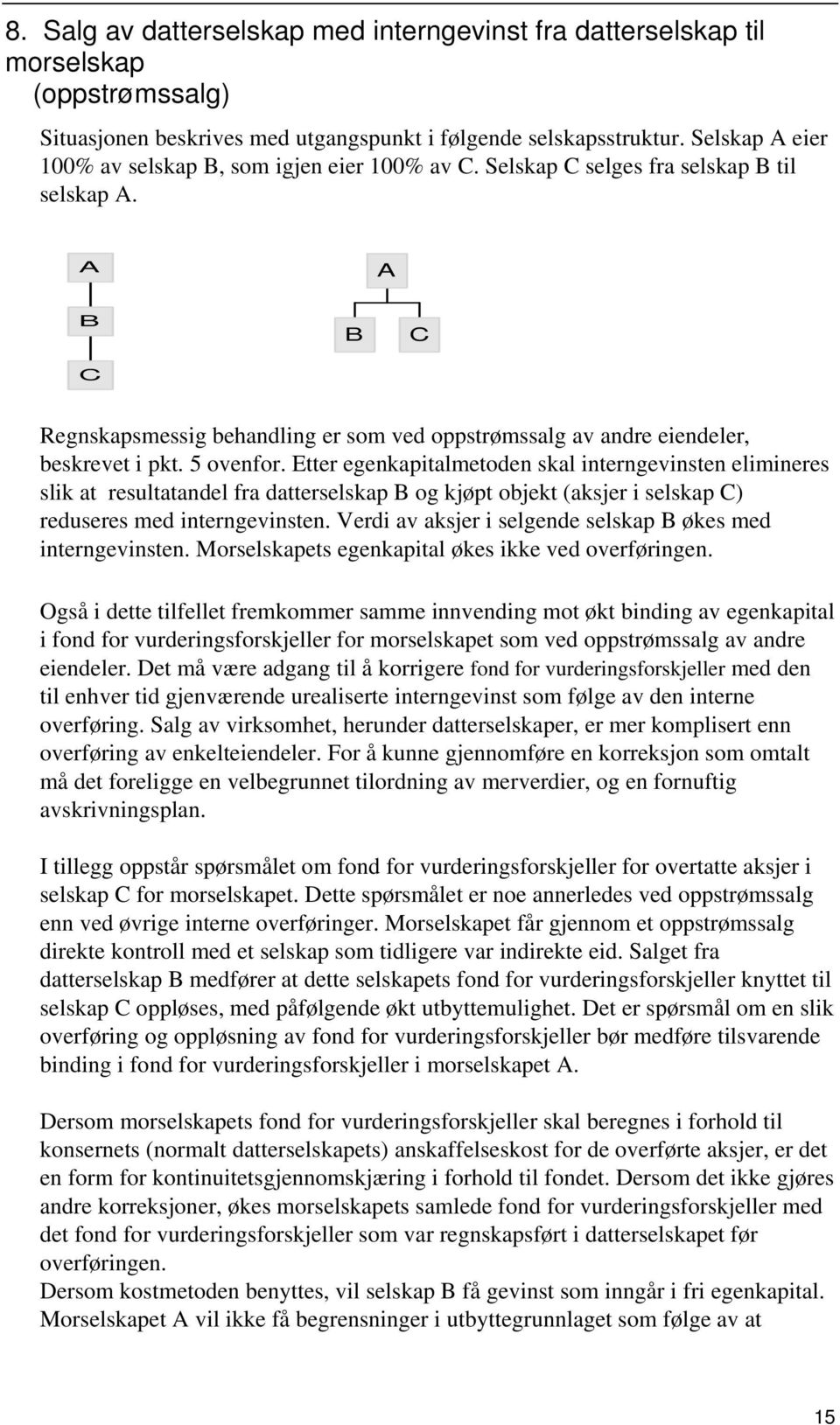 A A B C B C Regnskapsmessig behandling er som ved oppstrømssalg av andre eiendeler, beskrevet i pkt. 5 ovenfor.