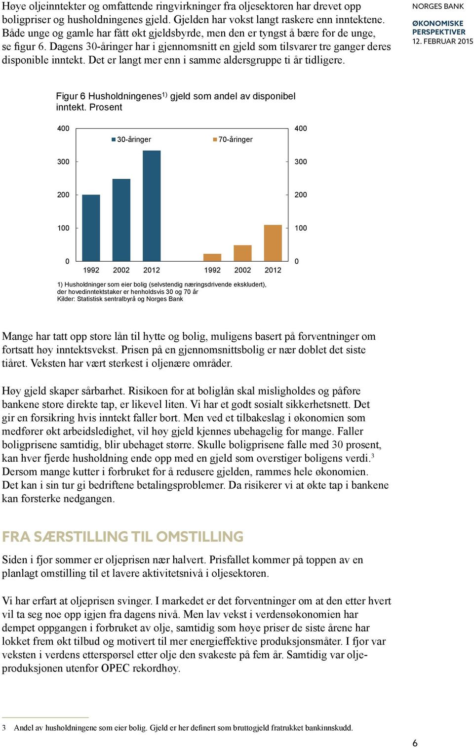 Det er langt mer enn i samme aldersgruppe ti år tidligere. 1. februar 15 Figur Husholdningenes 1) gjeld som andel av disponibel inntekt.