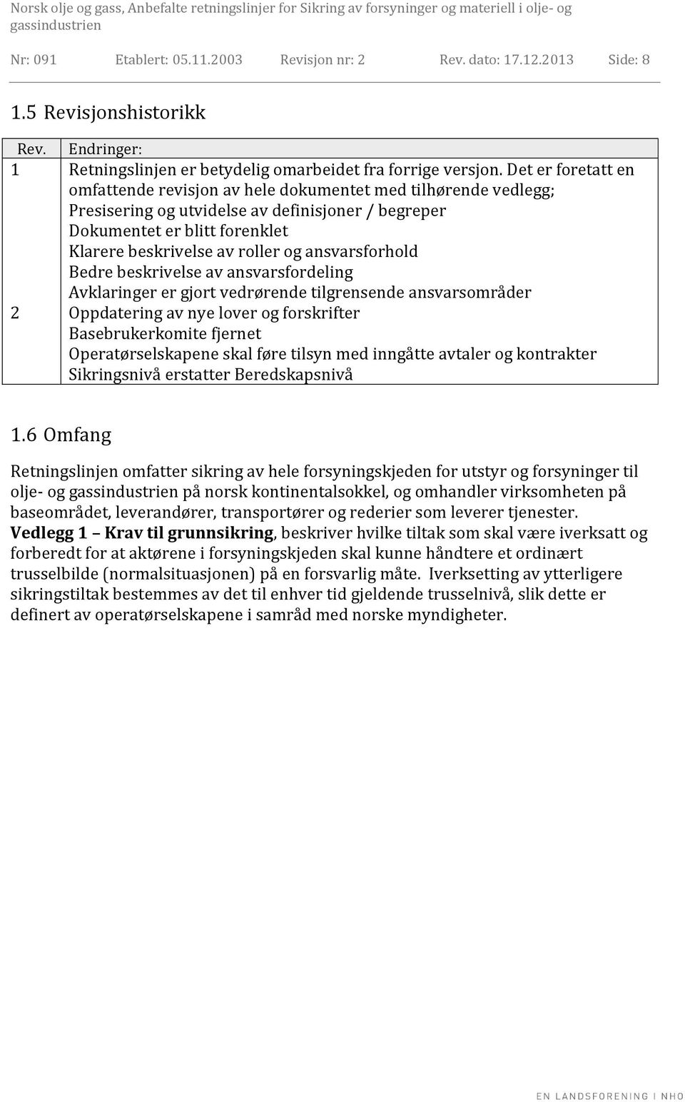 ansvarsforhold Bedre beskrivelse av ansvarsfordeling Avklaringer er gjort vedrørende tilgrensende ansvarsområder Oppdatering av nye lover og forskrifter Basebrukerkomite fjernet Operatørselskapene