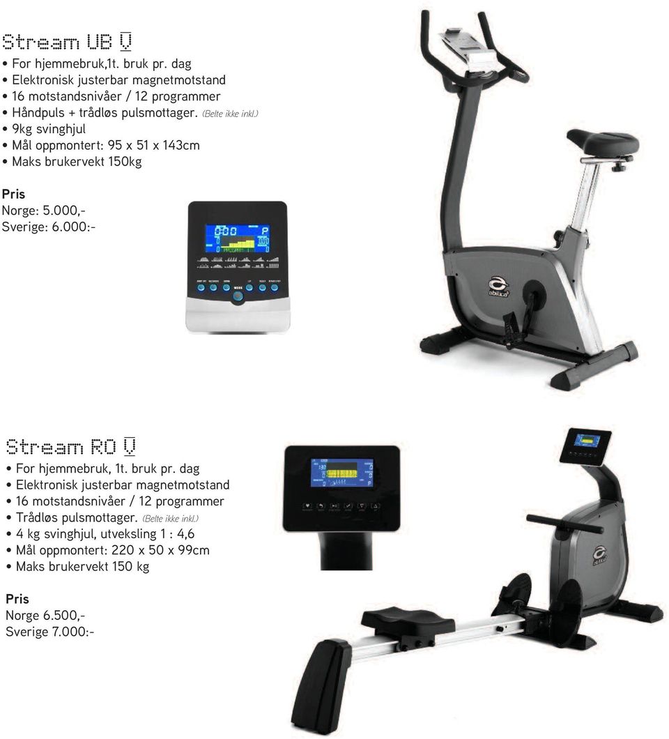 150kg Norge: 5.000,- Sverige: 6.000:- Stream RO V For hjemmebruk, 1t. bruk pr.