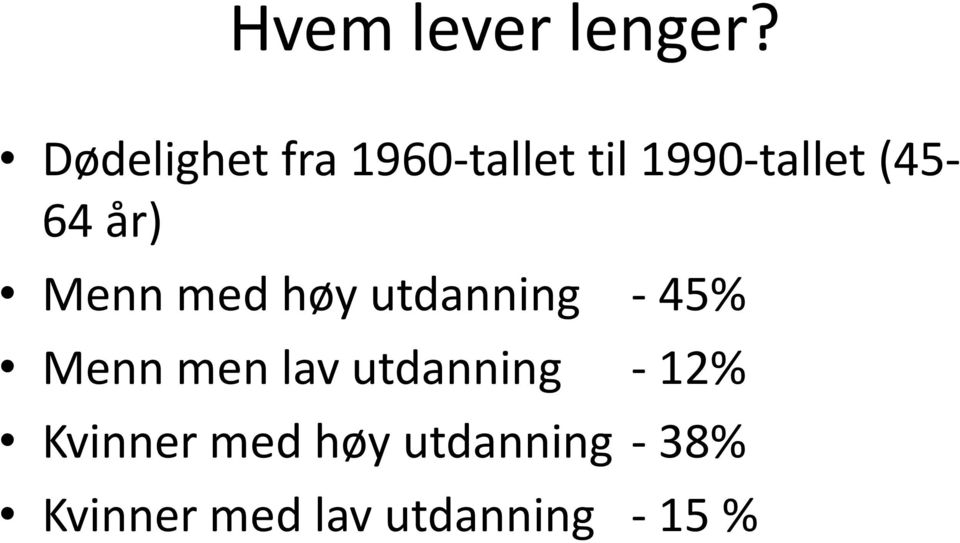 (45-64 år) Menn med høy utdanning - 45% Menn men