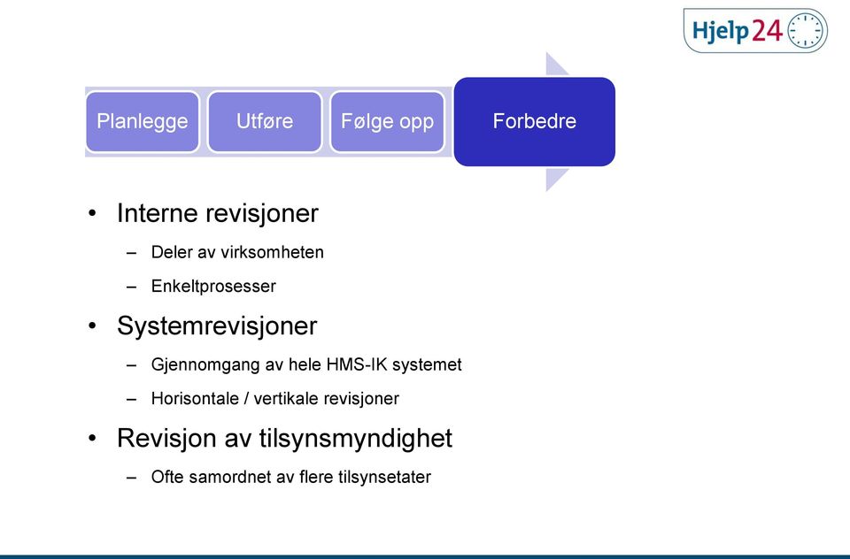 av hele HMS-IK systemet Horisontale / vertikale revisjoner