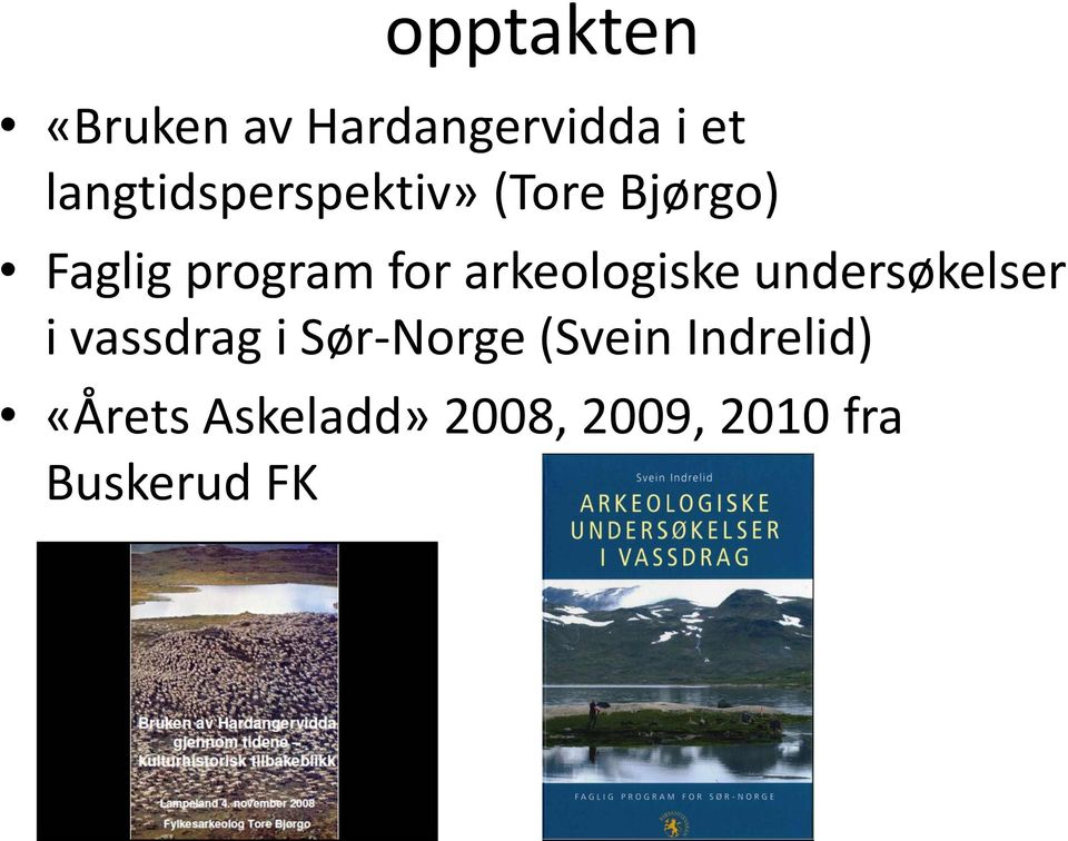 arkeologiske undersøkelser i vassdrag i Sør-Norge