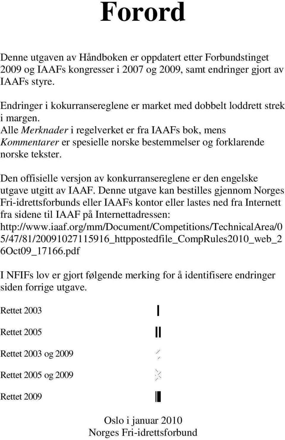 Alle Merknader i regelverket er fra IAAFs bok, mens Kommentarer er spesielle norske bestemmelser og forklarende norske tekster.