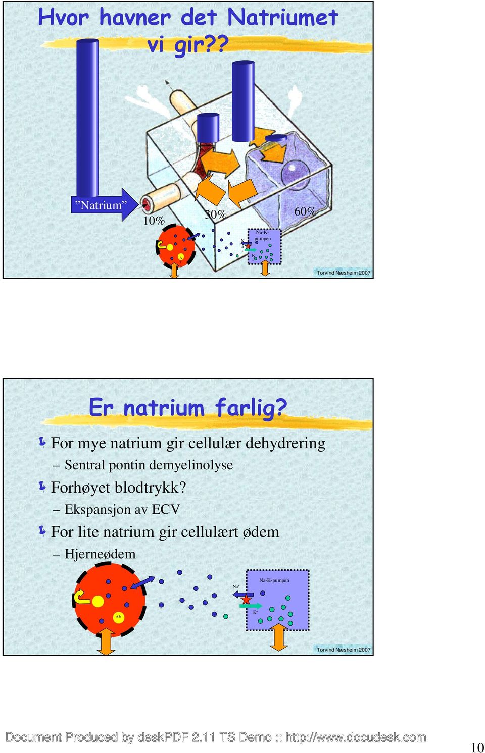 For mye natrium gir cellulær dehydrering Sentral pontin