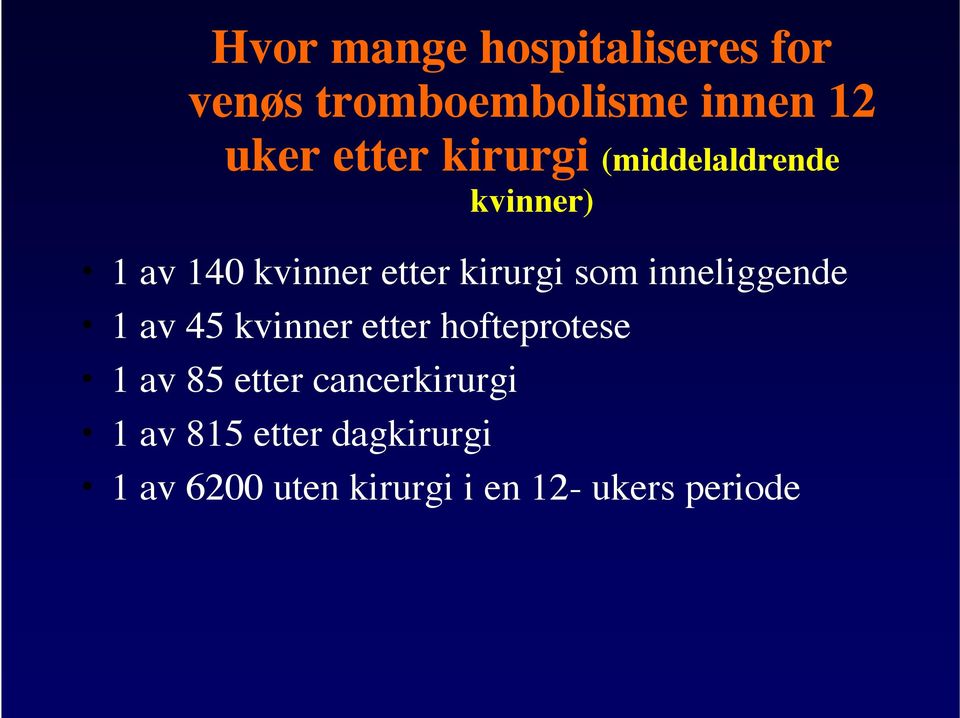 inneliggende 1 av 45 kvinner etter hofteprotese 1 av 85 etter