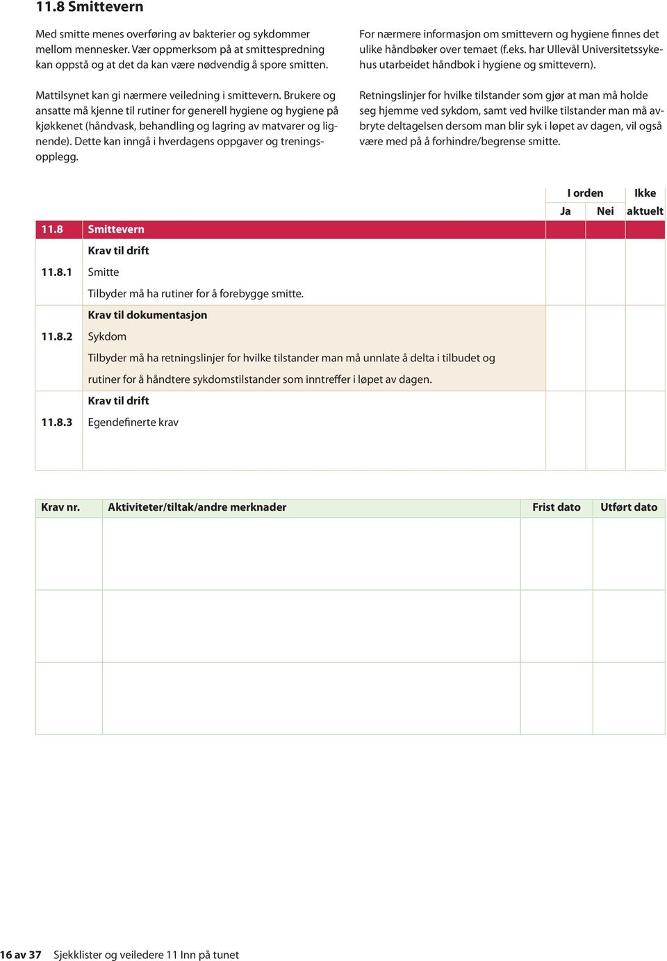 Dette kan inngå i hverdagens oppgaver og treningsopplegg. For nærmere informasjon om smittevern og hygiene finnes det ulike håndbøker over temaet (f.eks.