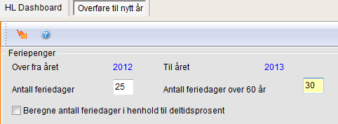 13.2 Overføre til nytt år 13. Overføre og klargjøre til nytt år Systemet overfører antall brukte feriedager og egenmeldinger fram til årsskiftet og eventuelt fravær frem til årsskiftet.