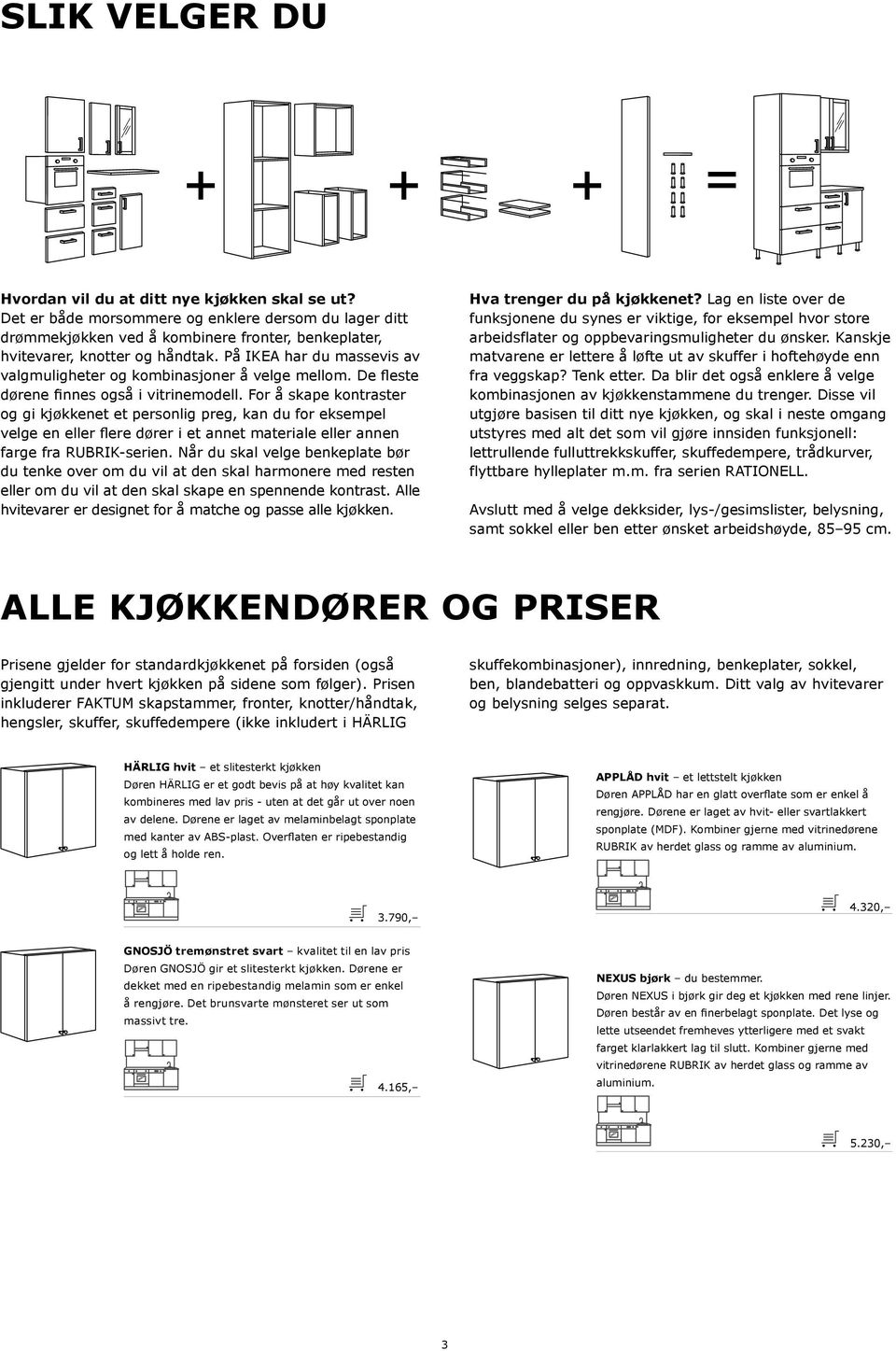 For å skape kontraster og gi kjøkkenet et personlig preg, kan du for eksempel velge en eller flere dører i et annet materiale eller annen farge fra RUBRIK-serien.