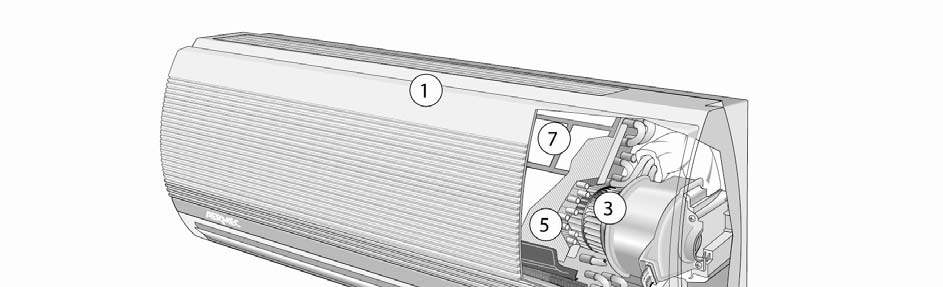 Novema kulde as bruker instruks Side 7 Komponenter 1 Aggregathus. Kompakte dimensjoner med tiltalende utseende. I front på innedel finnes display for driftsparametre.