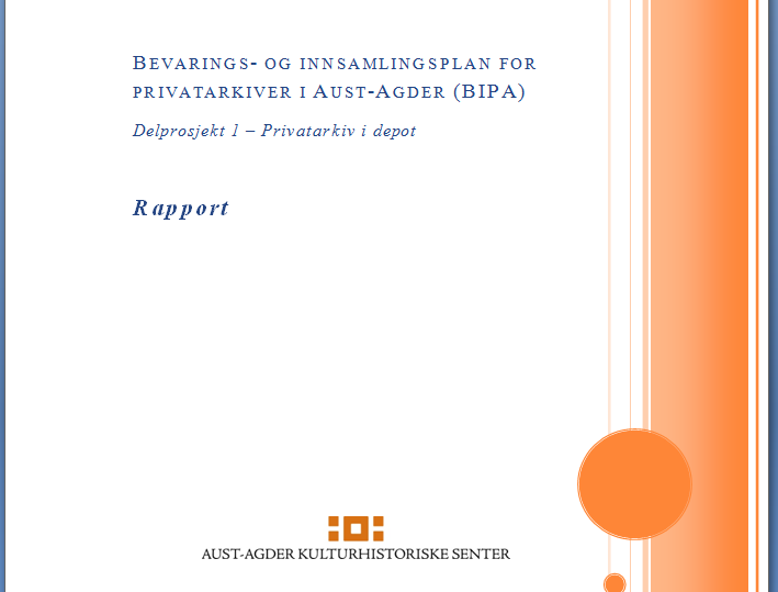 Privatarkiv regionale planar for bevaring og innsamling.