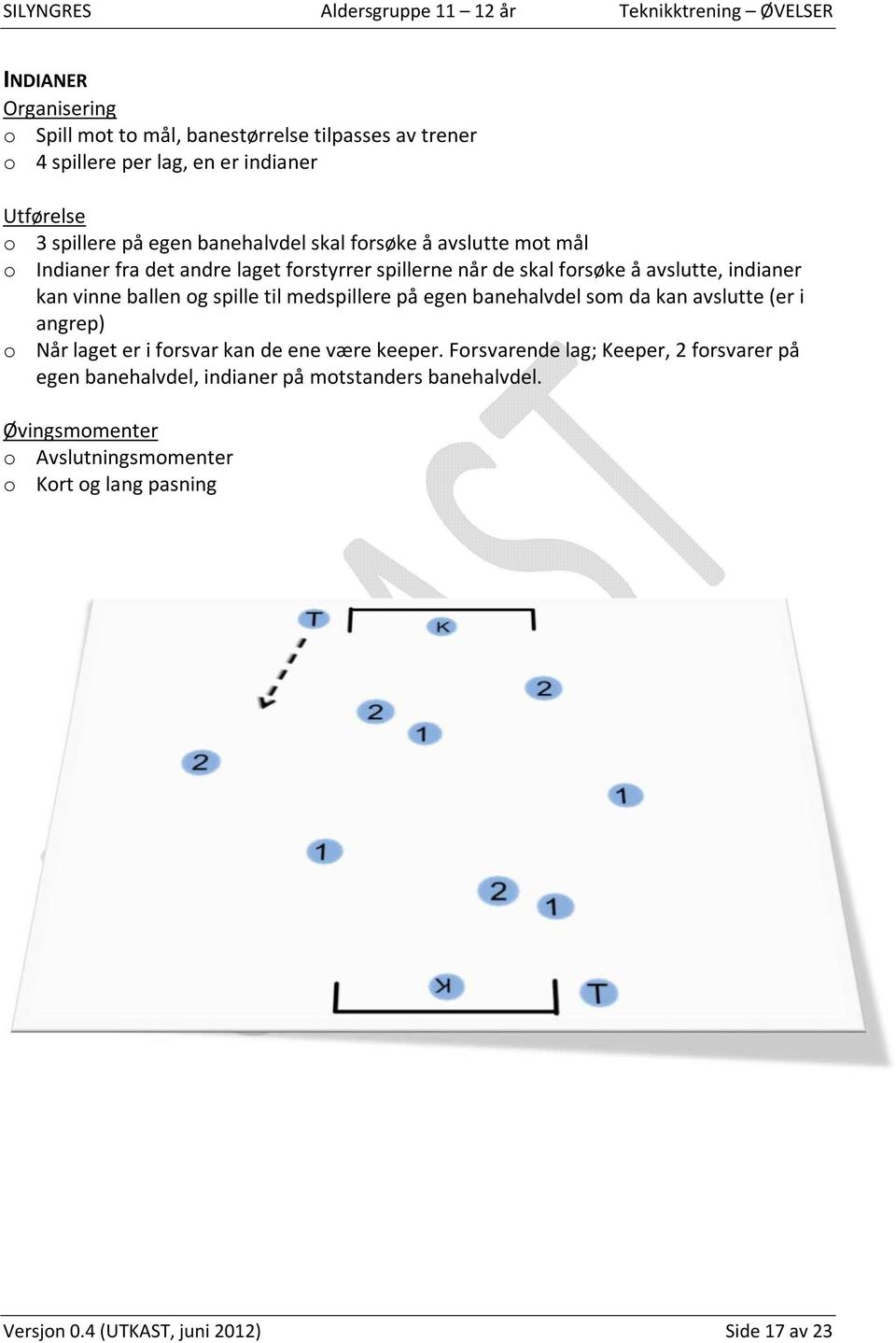 medspillere på egen banehalvdel som da kan avslutte (er i angrep) o Når laget er i forsvar kan de ene være keeper.