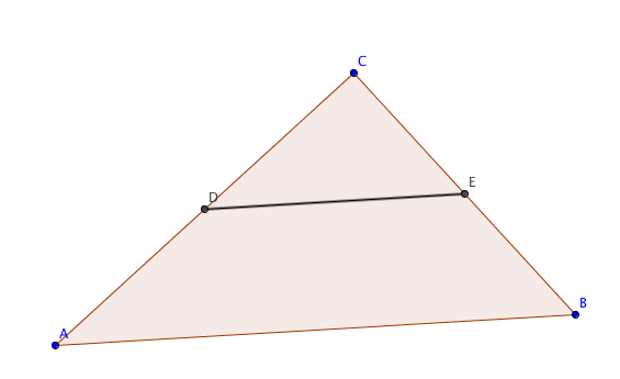 3.6 Skjæringspunktet til diagonalene i et parallellogram Figur 6: Parallellogrammet ABCD med diagonalene AC og DB La ABCD være et parallellogram, og la E være skjæringspunktet til diagonalene.