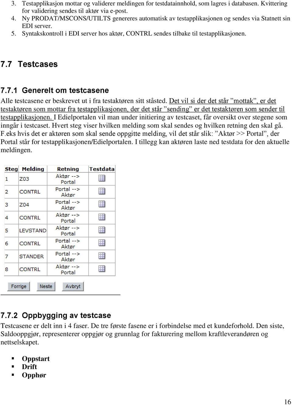 7 Testcases 7.7.1 Generelt om testcasene Alle testcasene er beskrevet ut i fra testaktøren sitt ståsted.