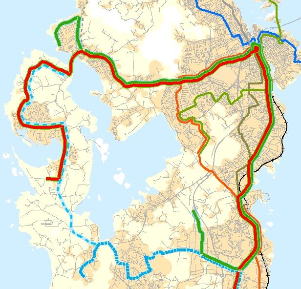 I foreløpige planer er det planlagt 10 avganger i begge retninger per time på selve bussveien. Ved åpningen av bussvei 2020 vil planområdet få god kollektivdekning.