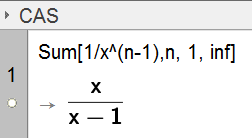 Klikk på ikonet for numerisk løsning: Sum av rekker. Oppgave 6.70 b Ledd nummer n i tallrekken er 2 + 3(n - 1). Åpne GeoGebra 4.2. Skriv i et CAS-felt: Sum[2 + 3*(n - 1) n, 1, n]. Trykk Enter.