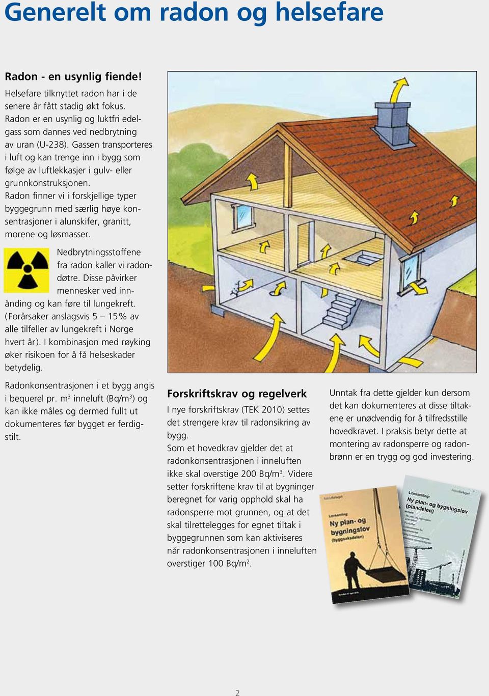 Radon finner vi i forskjellige typer byggegrunn med særlig høye konsentrasjoner i alunskifer, granitt, morene og løsmasser. Nedbrytningsstoffene fra radon kaller vi radondøtre.