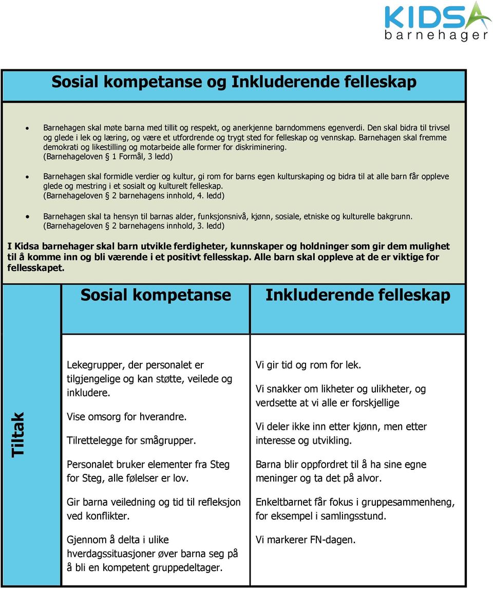 Barnehagen skal fremme demokrati og likestilling og motarbeide alle former for diskriminering.