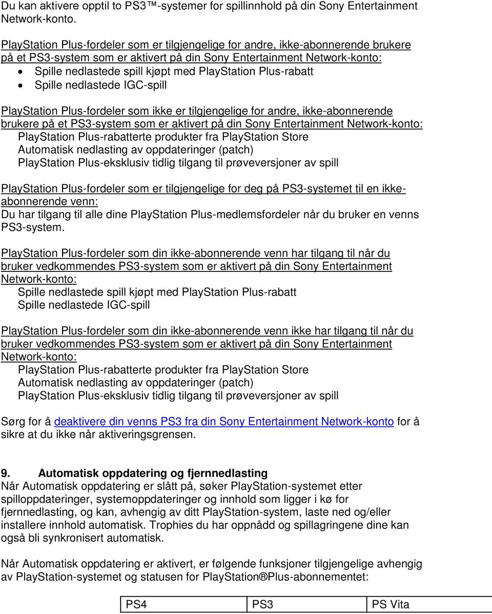 PlayStation Plus-rabatt Spille nedlastede IGC-spill PlayStation Plus-fordeler som ikke er tilgjengelige for andre, ikke-abonnerende brukere på et PS3-system som er aktivert på din Sony Entertainment