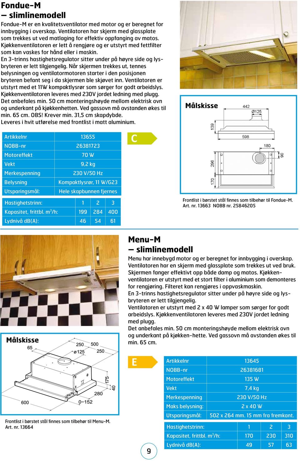 Kjøkkenventilatoren er lett å rengjøre og er utstyrt med fettfilter som kan vaskes for hånd eller i maskin.