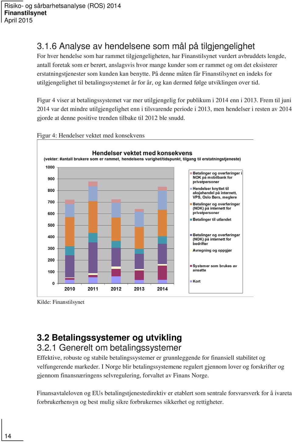 På denne måten får en indeks for utilgjengelighet til betalingssystemet år for år, og kan dermed følge utviklingen over tid.