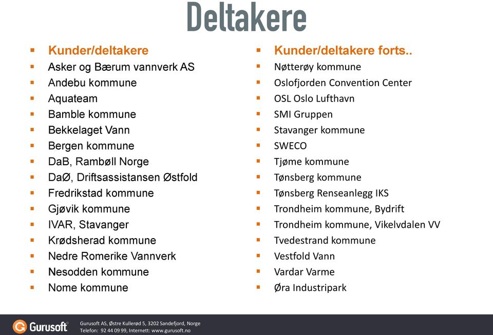 Kunder/deltakere forts.