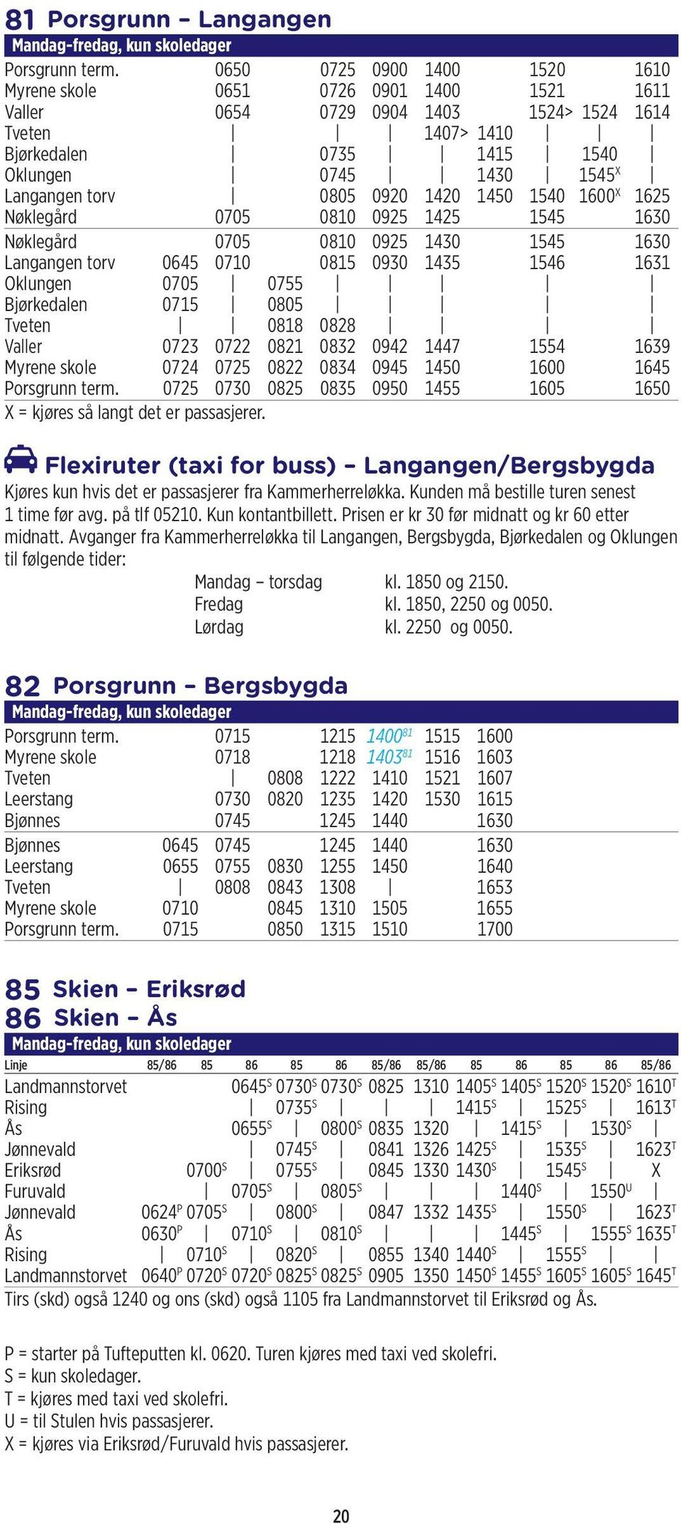 torv 0805 0920 1420 1450 1540 1600 X 1625 Nøklegård 0705 0810 0925 1425 1545 1630 Nøklegård 0705 0810 0925 1430 1545 1630 Langangen torv 0645 0710 0815 0930 1435 1546 1631 Oklungen 0705 0755