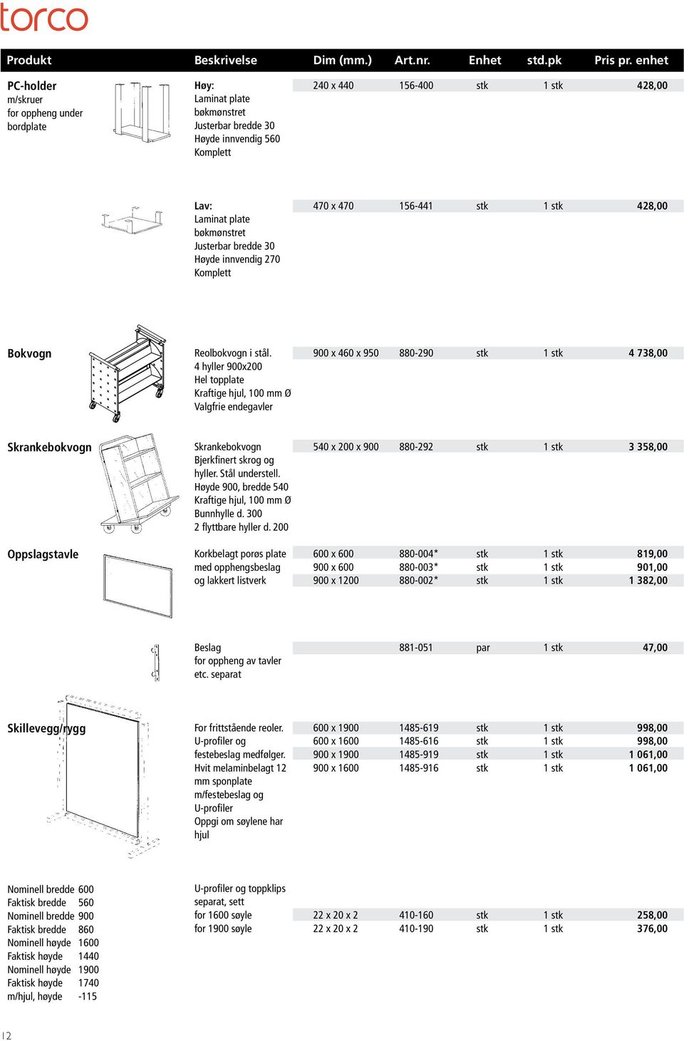 4 hyller 900x Hel topplate Kraftige hjul, 100 mm Ø Valgfrie endegavler 900 x 460 x 950 880-290 1 4 738,00 Skrankebokvogn Skrankebokvogn Bjerkfinert skrog og hyller. Stål understell.