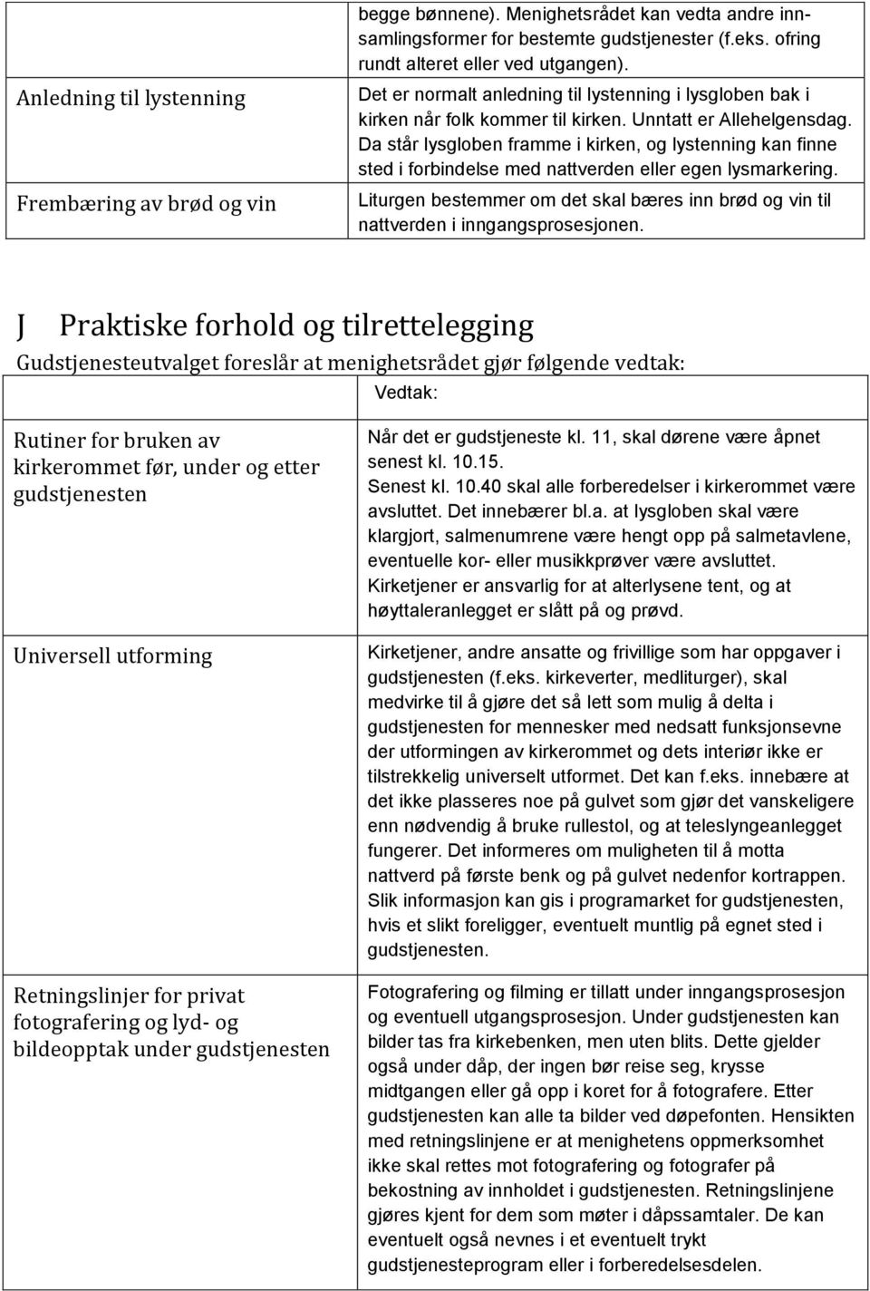 Da står lysgloben framme i kirken, og lystenning kan finne sted i forbindelse med nattverden eller egen lysmarkering.