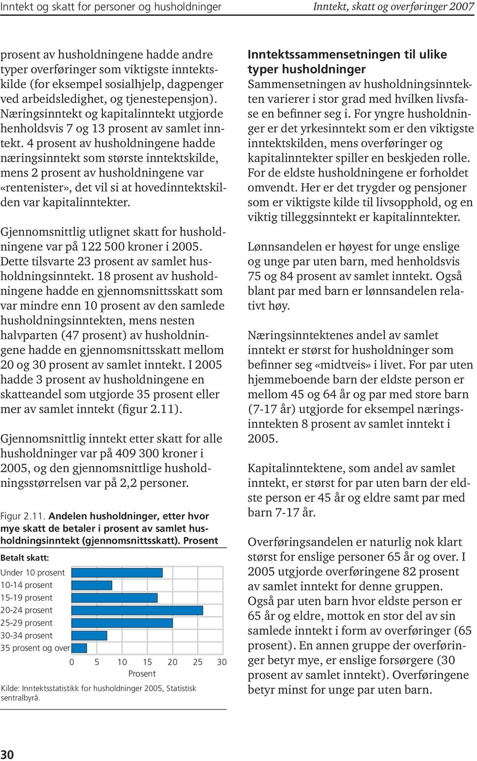 4 prosent av husholdningene hadde næringsinntekt som største inntektskilde, mens 2 prosent av husholdningene var «rentenister», det vil si at hovedinntektskilden var kapitalinntekter.