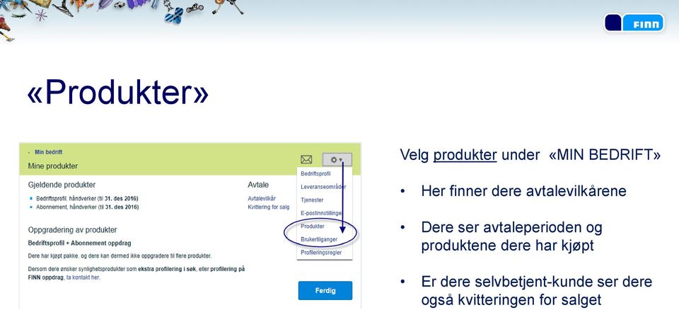 avtaleperioden og produktene dere har kjøpt Er