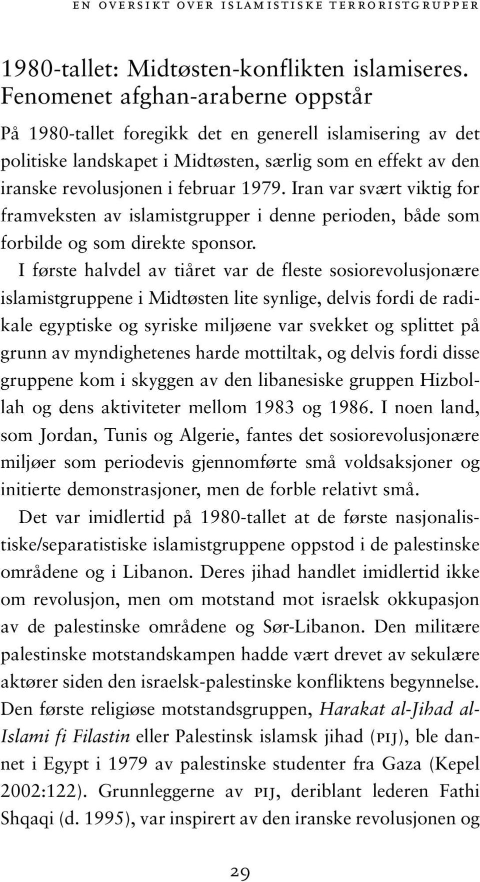 Iran var svært viktig for framveksten av islamistgrupper i denne perioden, både som forbilde og som direkte sponsor.