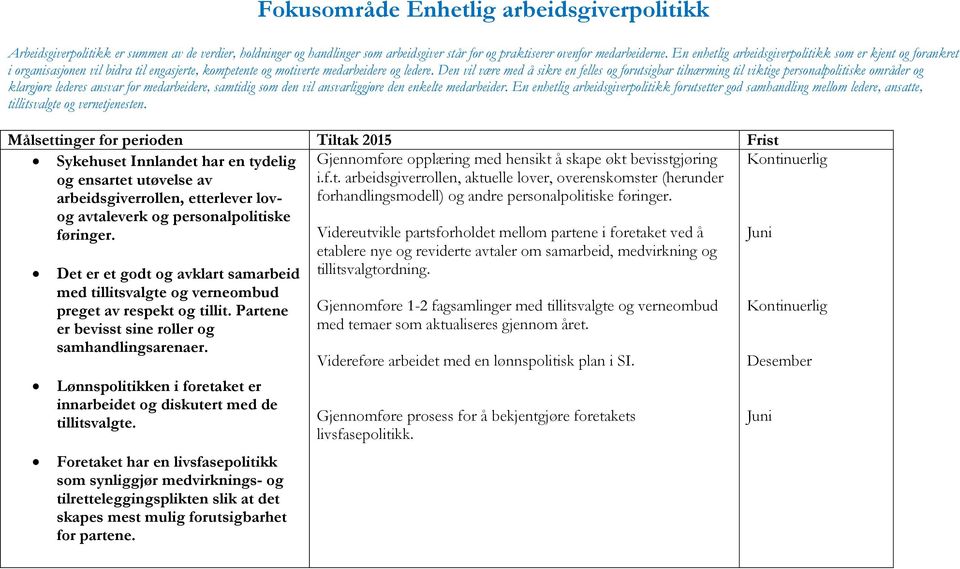 Den vil være med å sikre en felles og forutsigbar tilnærming til viktige personalpolitiske områder og klargjøre lederes ansvar for medarbeidere, samtidig som den vil ansvarliggjøre den enkelte