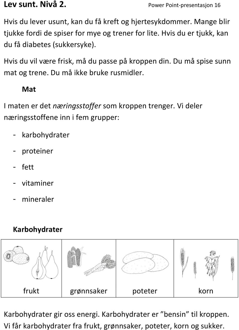 Mat I maten er det næringsstoffer som kroppen trenger.