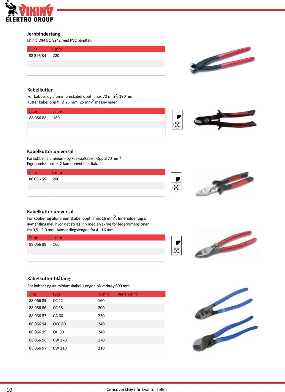 L mm 88 066 55 200 Kabelkutter universal For kobber og aluminiumskabel opptil max 16 mm 2. Inneholder også avmantlingsdel, hvor det stilles inn med en skrue for lederdimensjoner fra 0,5-2,0 mm.