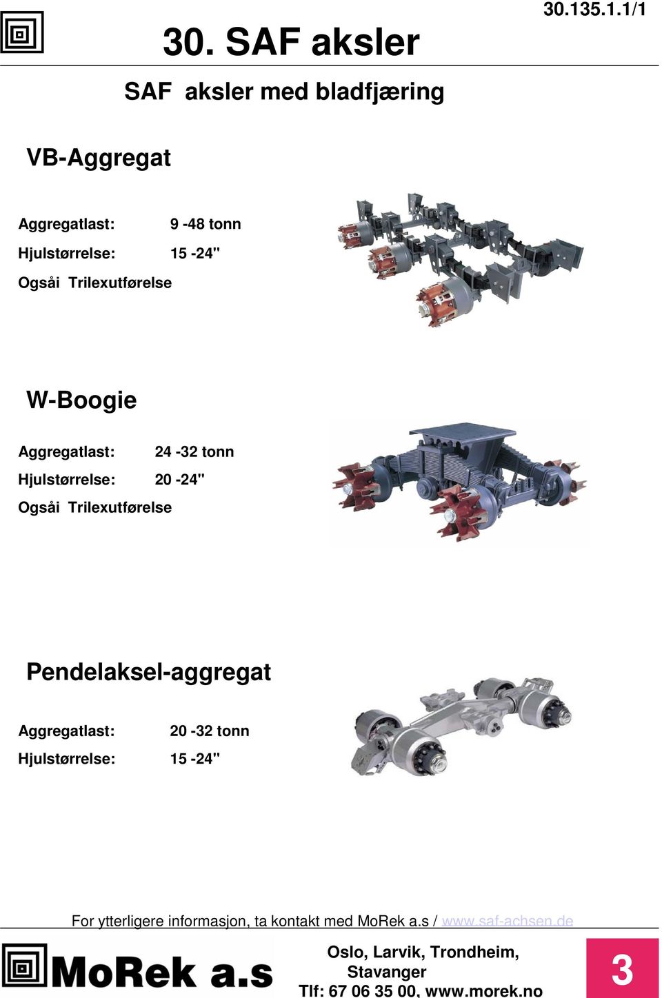 Hjulstørrelse: 15-24" Ogsåi Trilexutførelse W-Boogie Aggregatlast: 24-2 tonn