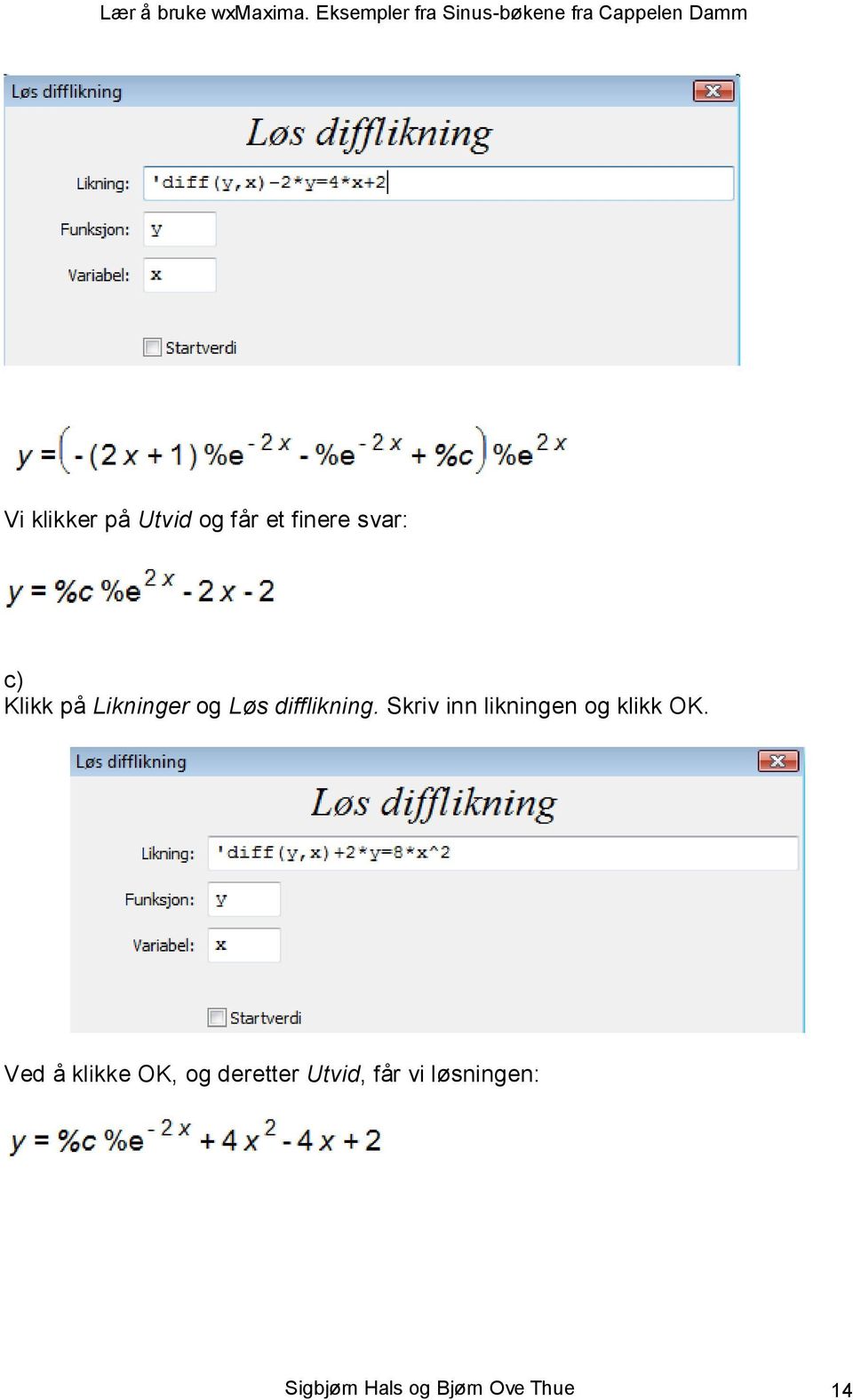 Skriv inn likningen og klikk OK.