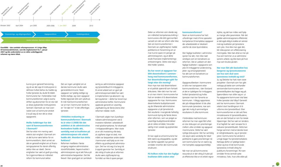 Jan 2007 2009 2013 Finansierings- og utligningsreform Oppgavereform Inndelingsreform Overblikk den samlede reformprosessen: 4-5 årige tilløp til kommunalreformen, som ble implementert fra 1.