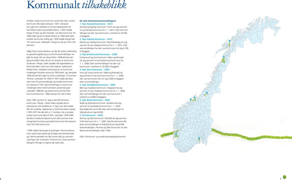 På 1800-tallet og de tre første tiårene av 1900-tallet økte antallet kommuner kraftig og i 1930 hadde Norge hele 747 kommuner. Folketallet i Norge var da på 2 815 164 personer.