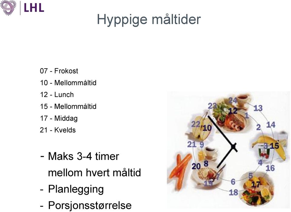 17 - Middag 21 - Kvelds - Maks 3-4 timer