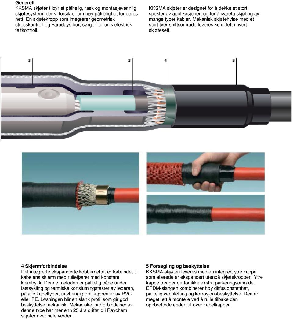 KKSMA skjøter er designet for å dekke et stort spekter av applikasjoner, og for å ivareta skjøting av mange typer kabler.