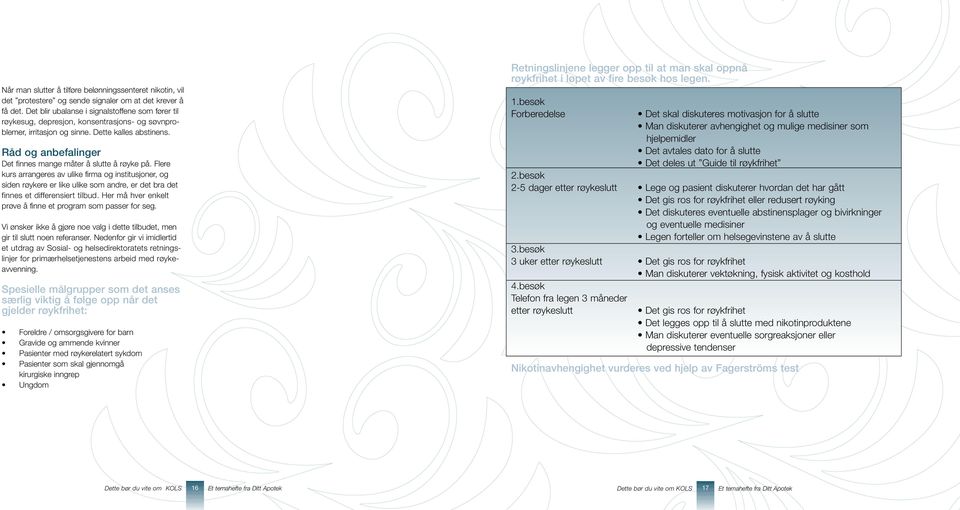 Råd og anbefalinger Det finnes mange måter å slutte å røyke på.