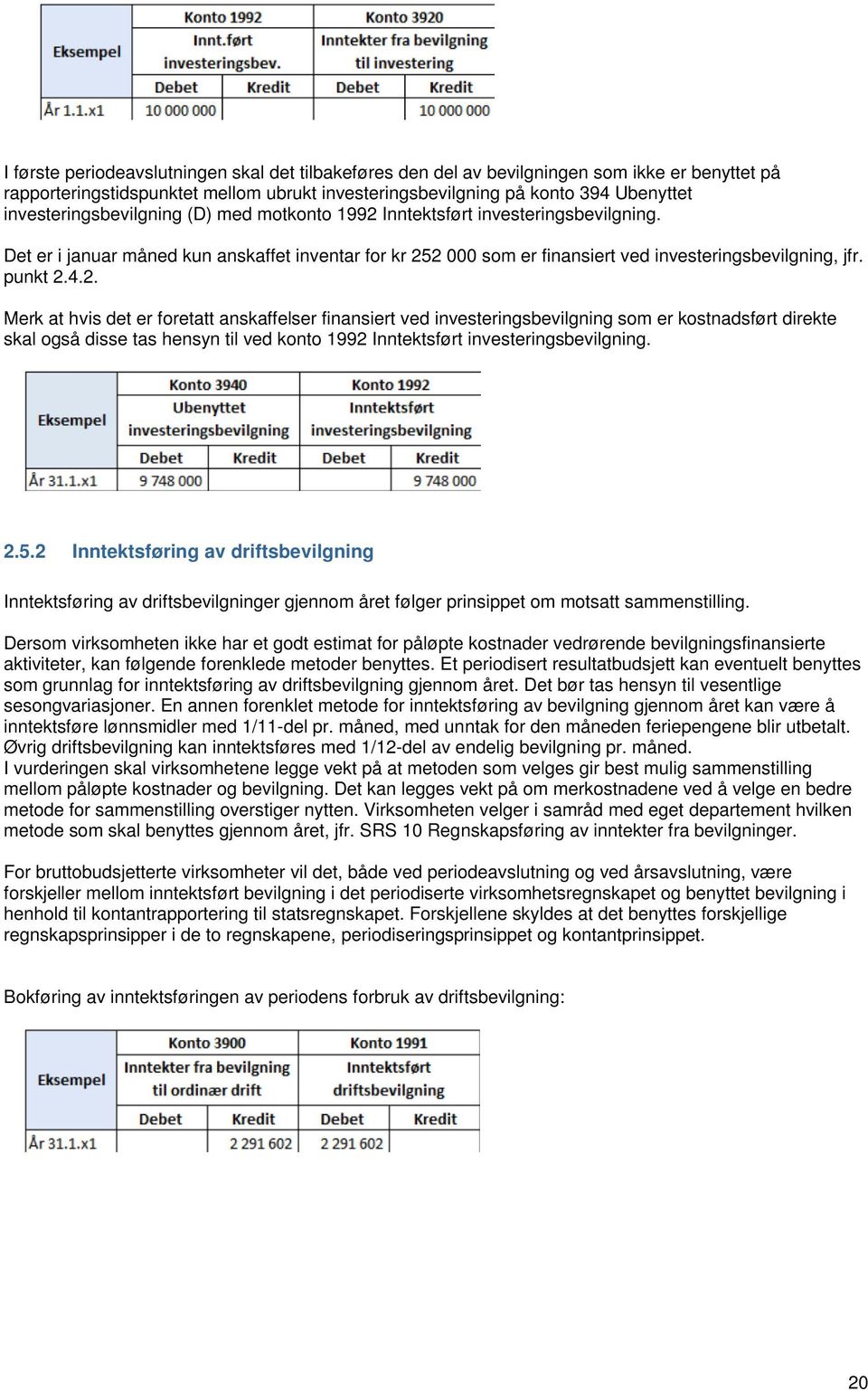 punkt 2.4.2. Merk at hvis det er foretatt anskaffelser finansiert ved investeringsbevilgning som er kostnadsført direkte skal også disse tas hensyn til ved konto 1992 Inntektsført investeringsbevilgning.