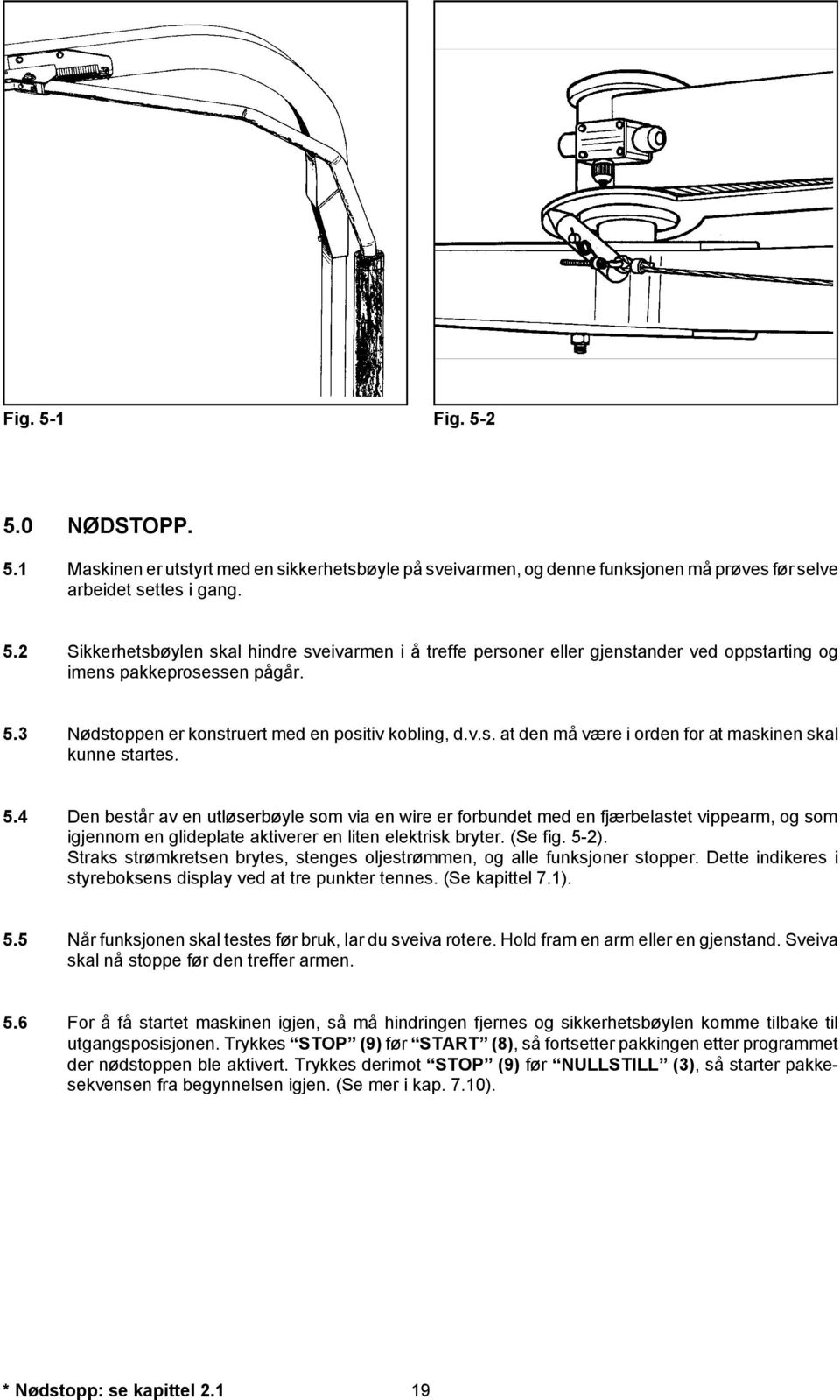 4 Den består av en utløserbøyle som via en wire er forbundet med en fjærbelastet vippearm, og som igjennom en glideplate aktiverer en liten elektrisk bryter. (Se fig. 5-2).