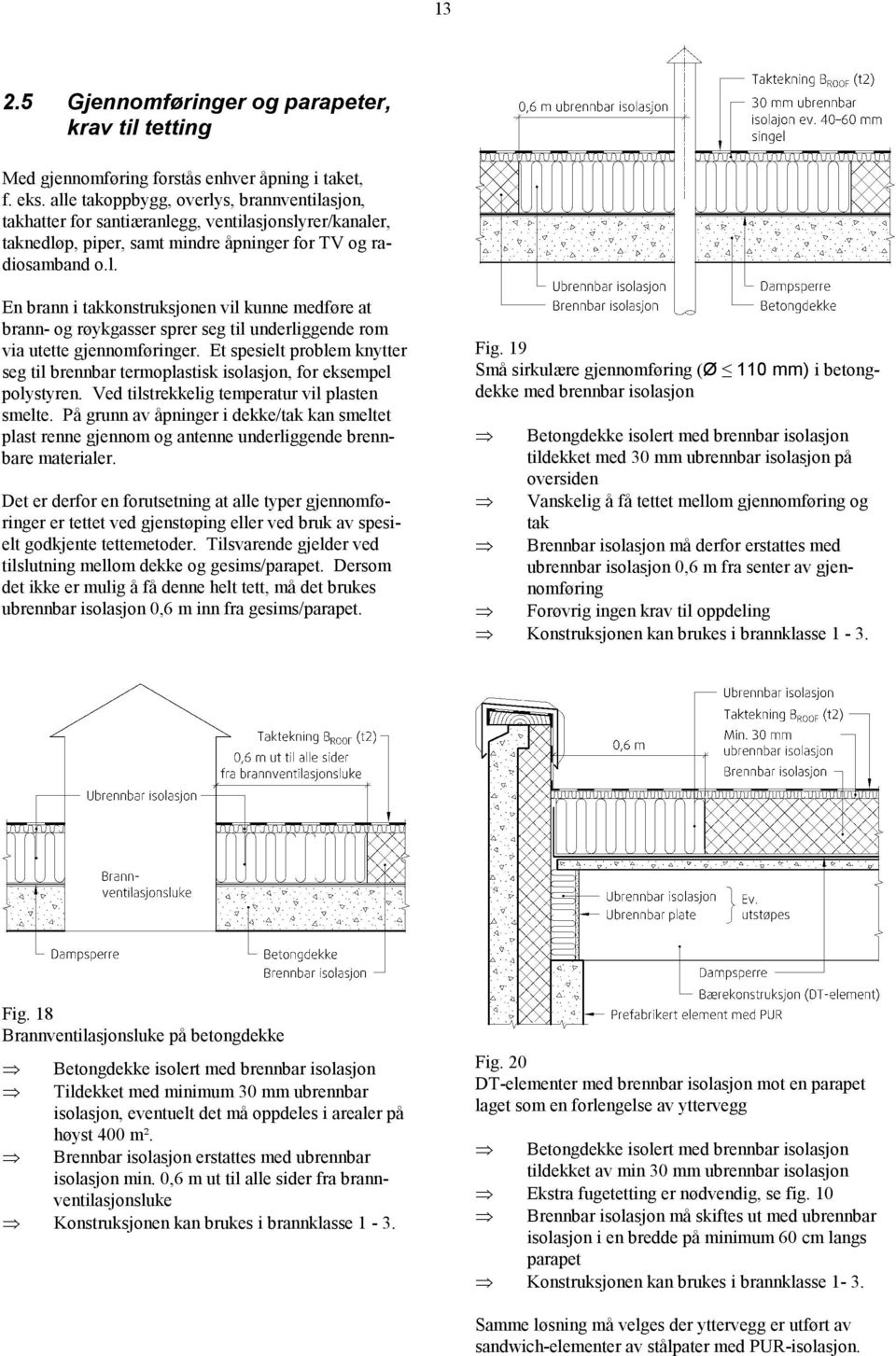 Et spesielt problem knytter seg til brennbar termoplastisk isolasjon, for eksempel polystyren. Ved tilstrekkelig temperatur vil plasten smelte.